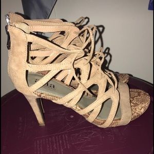 Nude Faux Snakeskin Heels